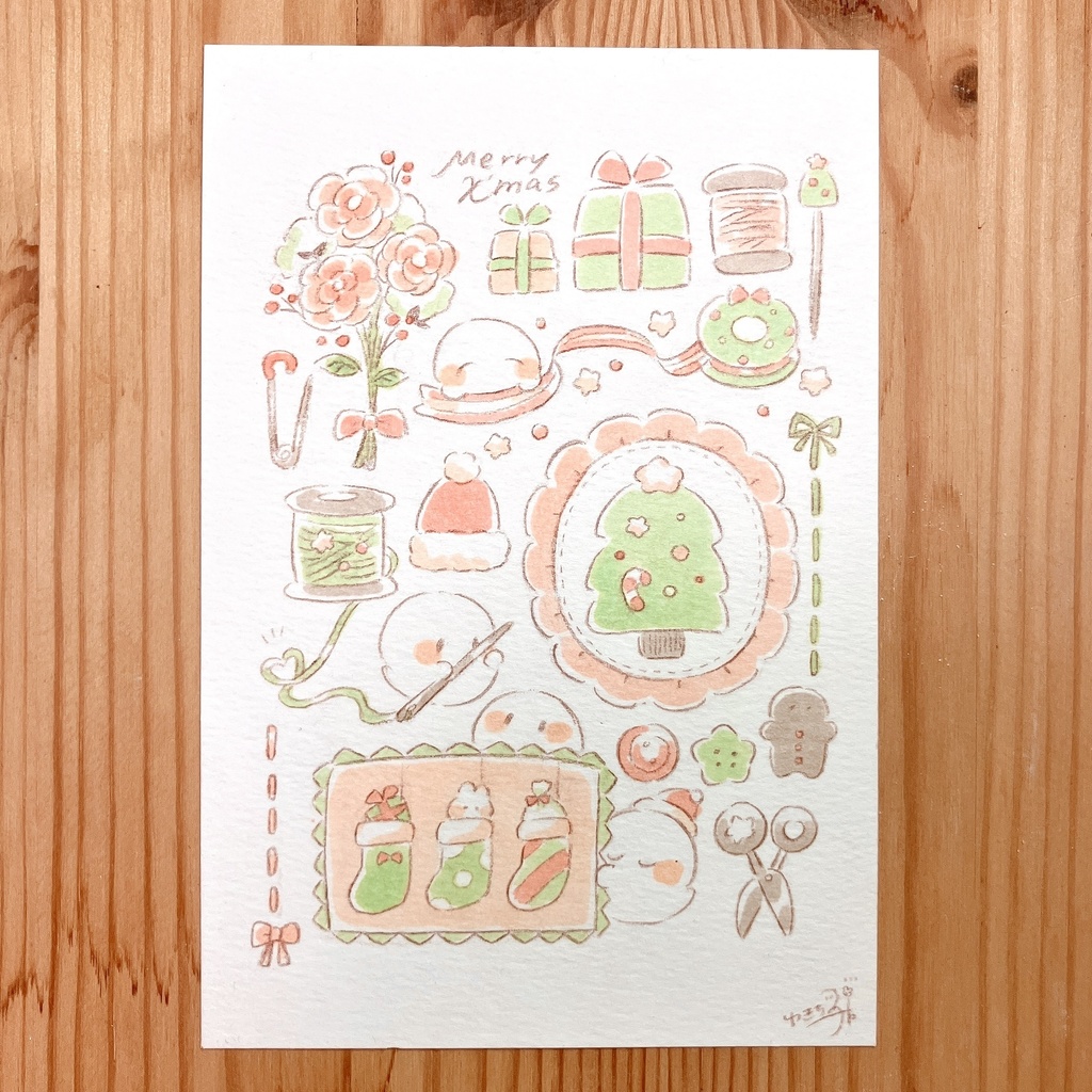 ポストカード原画「手づくりクリスマス」