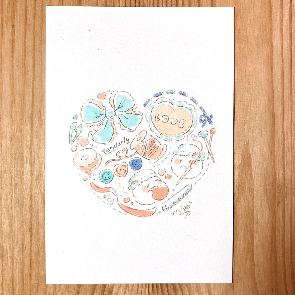ポストカード原画「手芸と大好き」