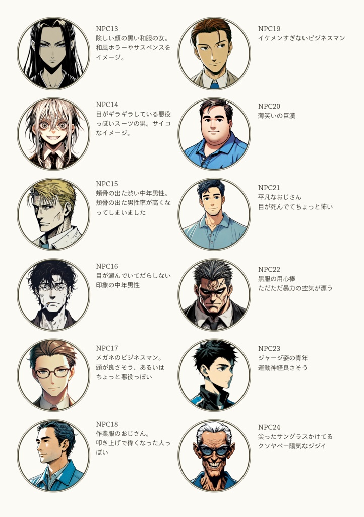 立ち絵・顔グラ素材(モブ・NPC)