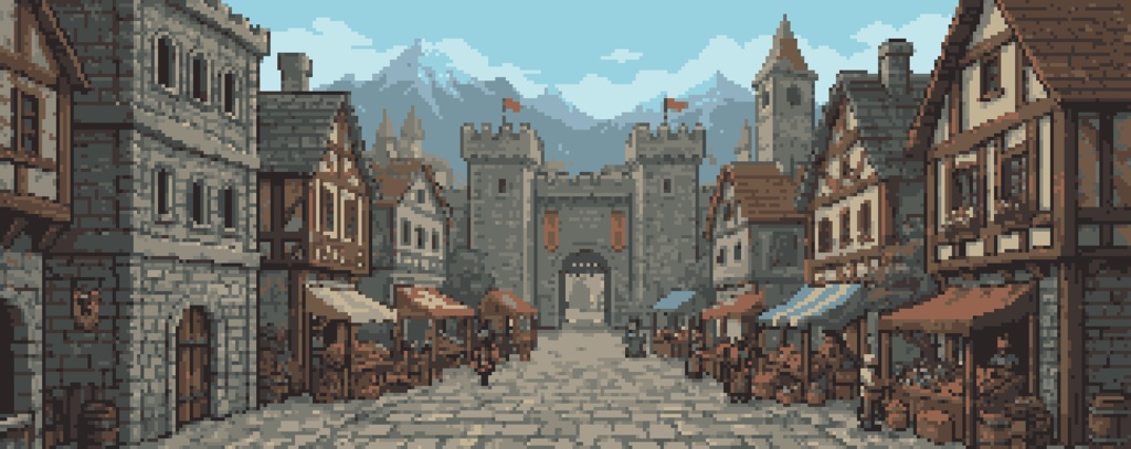 ファンタジー風ドット絵背景素材