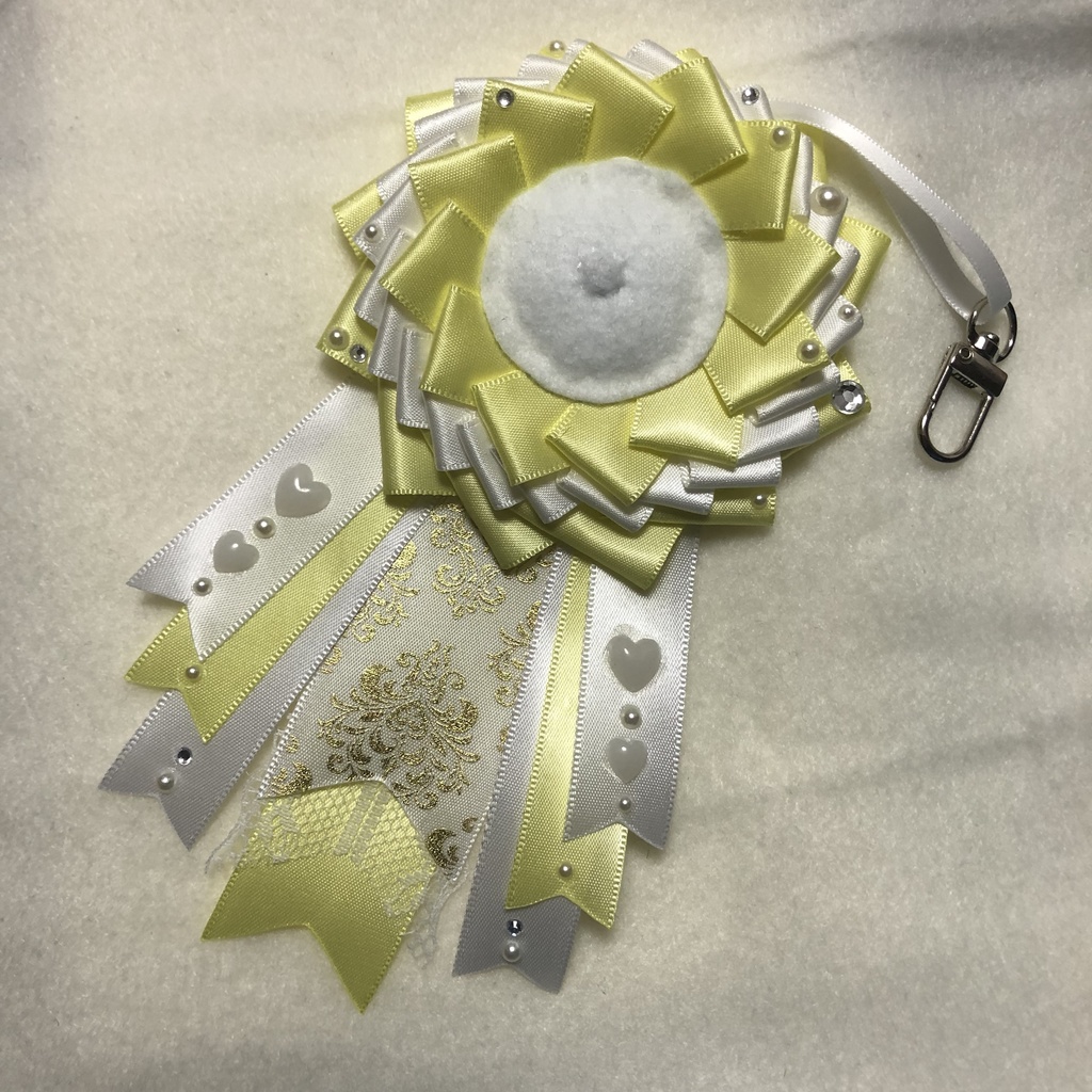 缶バッジ ロゼット 黄色 32.44.54.57mm イエロー 白 ホワイト