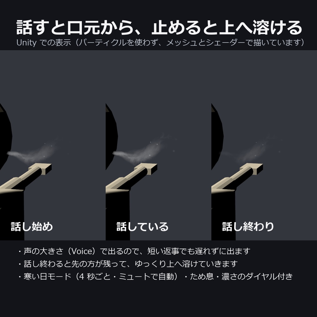白い息 ― 話すと出る吐息(パーティクル0・軽量)【VRChat想定・MA対応】