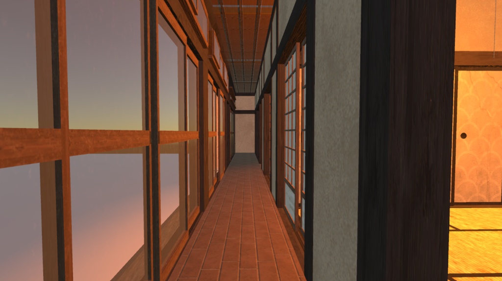 【VRchat想定】日本家屋 外装内装付き。 ふすまや障子、窓付き
