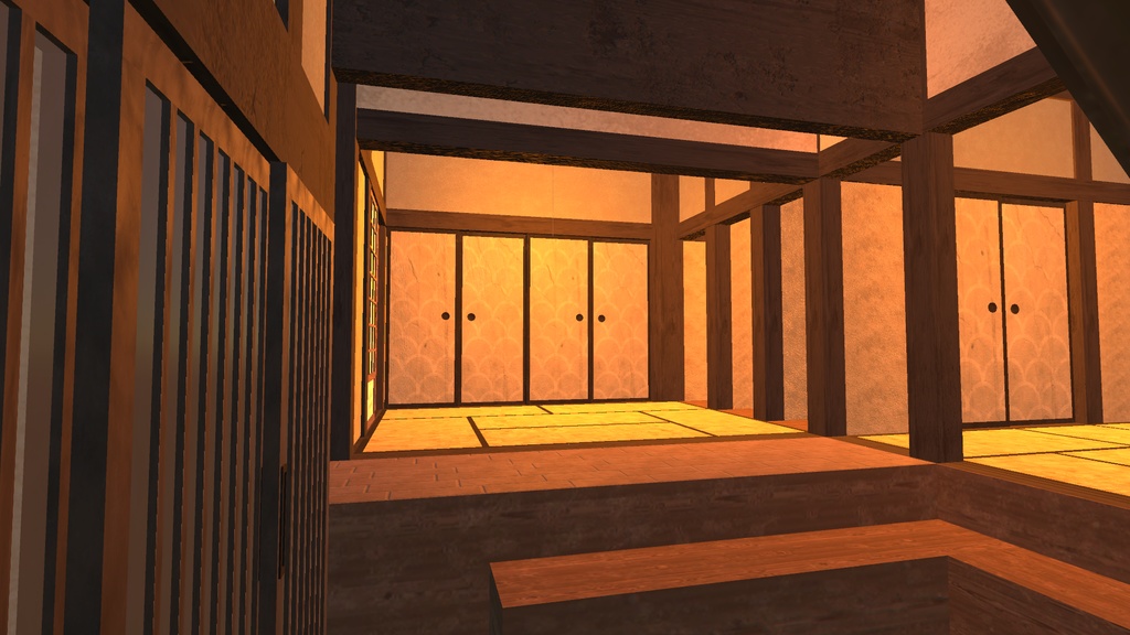 【VRchat想定】日本家屋 外装内装付き。 ふすまや障子、窓付き