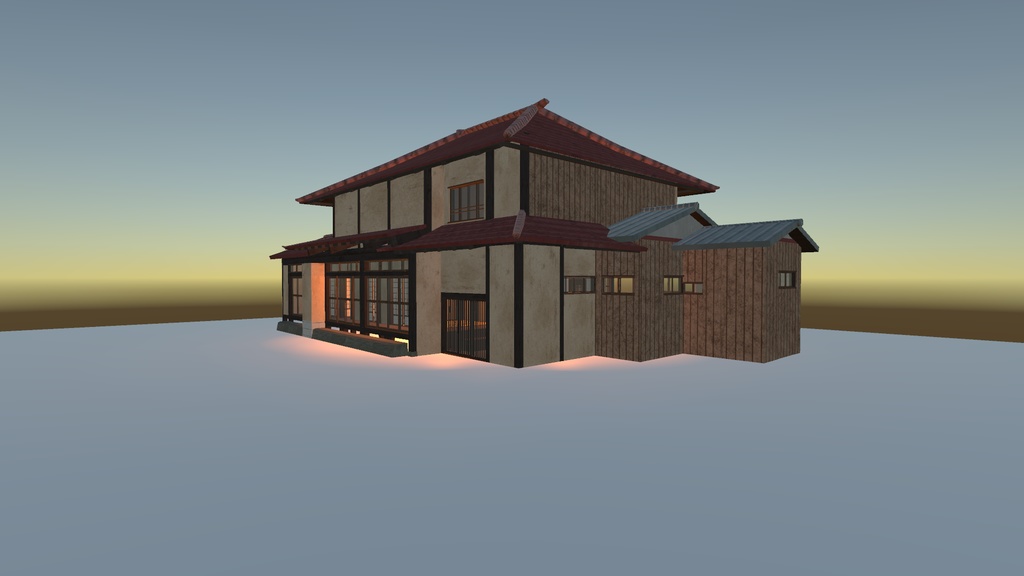 【VRchat想定】日本家屋 外装内装付き。 ふすまや障子、窓付き