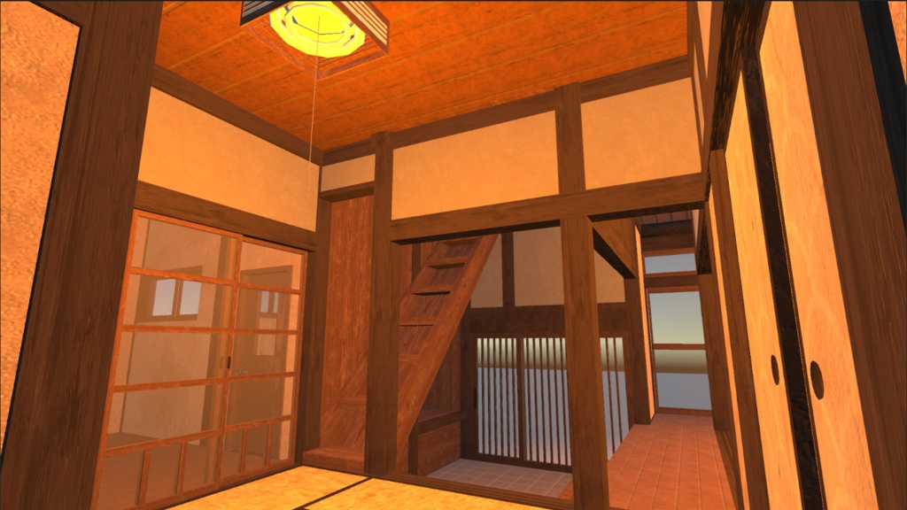 【VRchat想定】日本家屋 外装内装付き。 ふすまや障子、窓付き