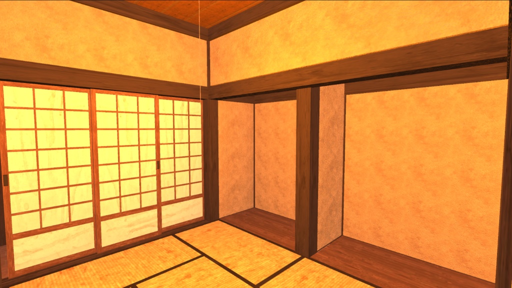 【VRchat想定】日本家屋 外装内装付き。 ふすまや障子、窓付き