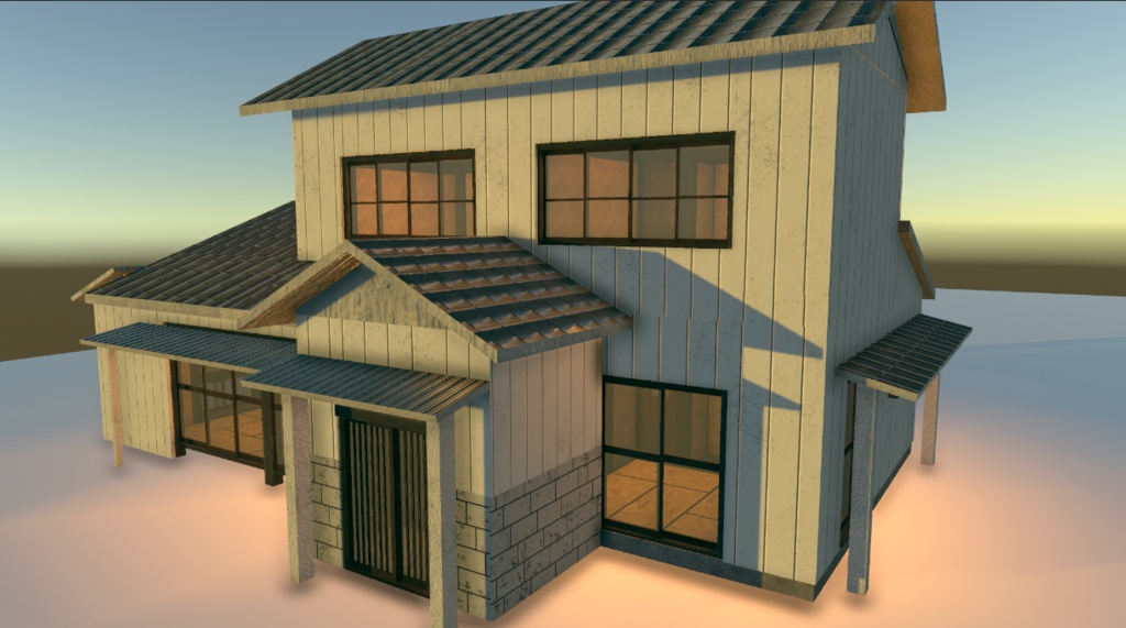 【VRChat対応】 家13 内装外装付き ドアや窓 ふすま付き