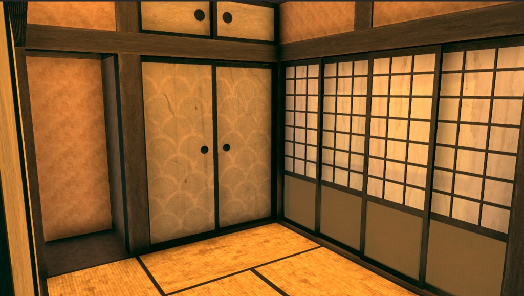 【VRChat対応】 家13 内装外装付き ドアや窓 ふすま付き