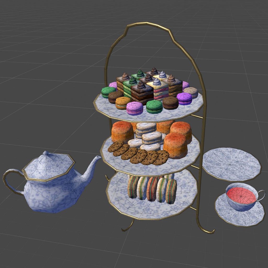 ティーパーティセット【VRC Ready 3Dモデルセット】