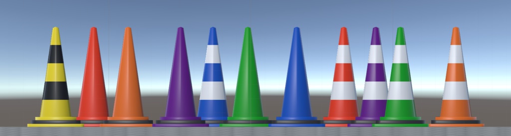 【△100】100ポリゴン ロードコーン & △100ポリゴン コーンバー カラーバリエーション11色セット 物理セットアップ済み