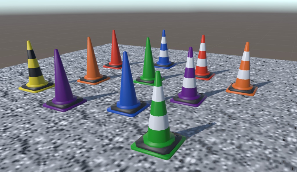 【△100】100ポリゴン ロードコーン & △100ポリゴン コーンバー カラーバリエーション11色セット 物理セットアップ済み