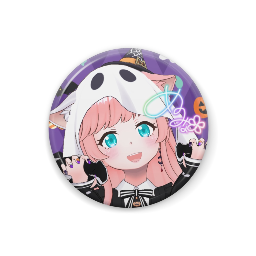 【狐桜めるな】ハロウィングッズ-缶バッジ
