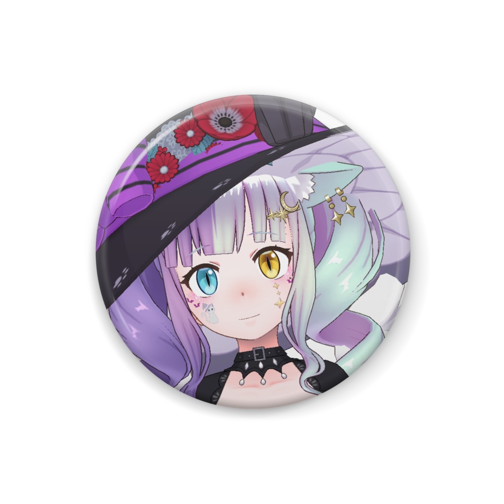 【白黒ねこ】ハロウィングッズ-缶バッジ