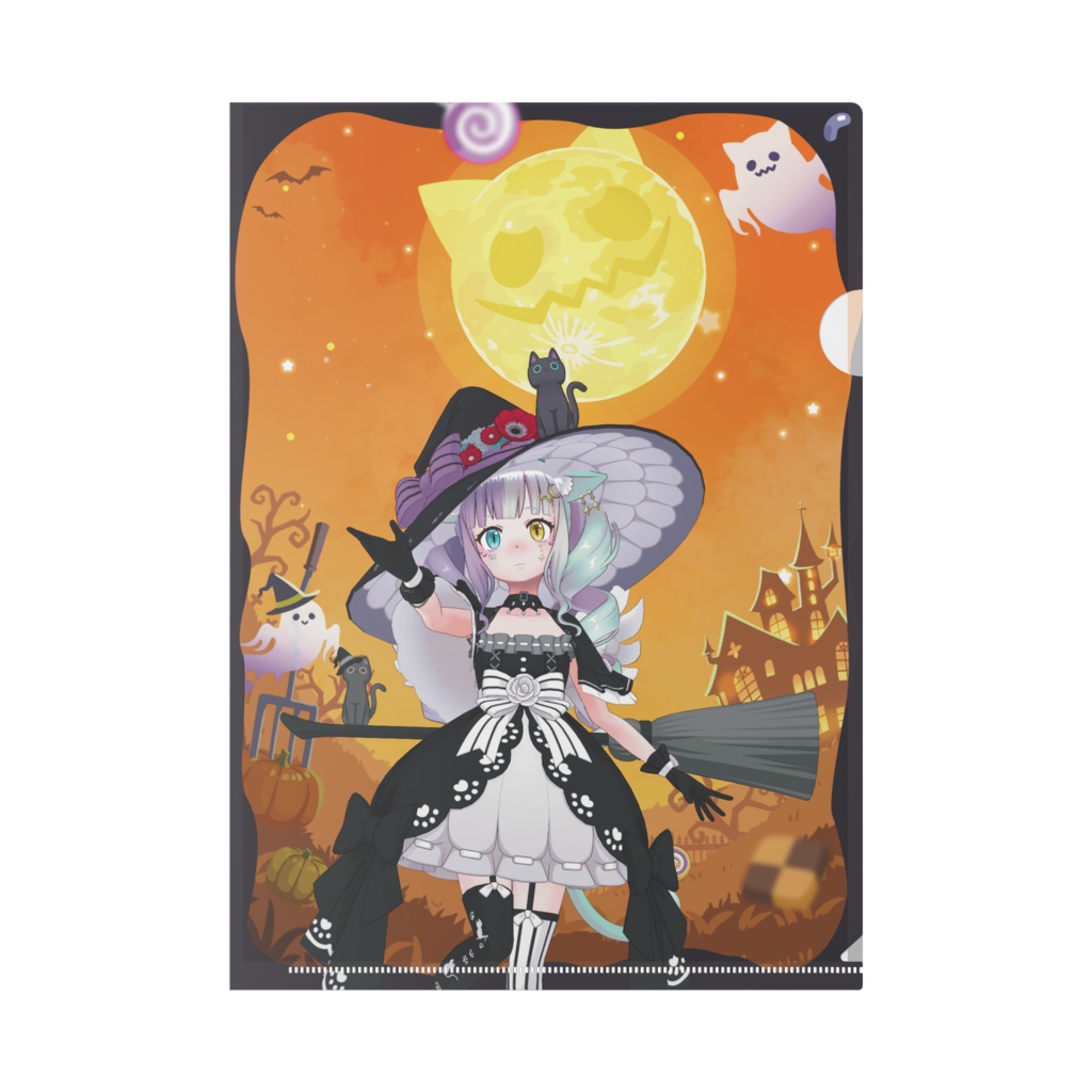 【白黒ねこ】ハロウィングッズ-クリアファイル