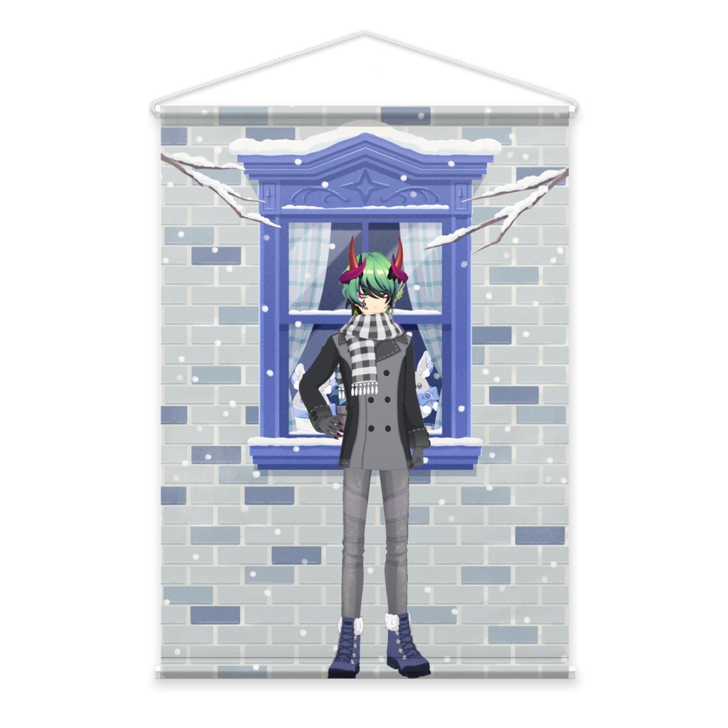 【あざす】12月冬コーデ-タペストリー-G0082