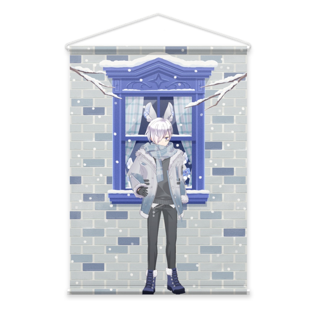 【あなたの愛犬ほたるん】12月冬コーデ-タペストリー-G0086