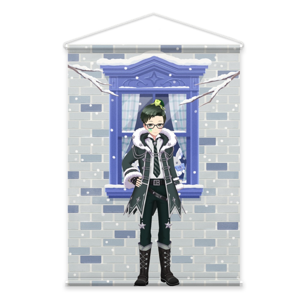 【かめ】12月冬コーデ-タペストリー-G0153