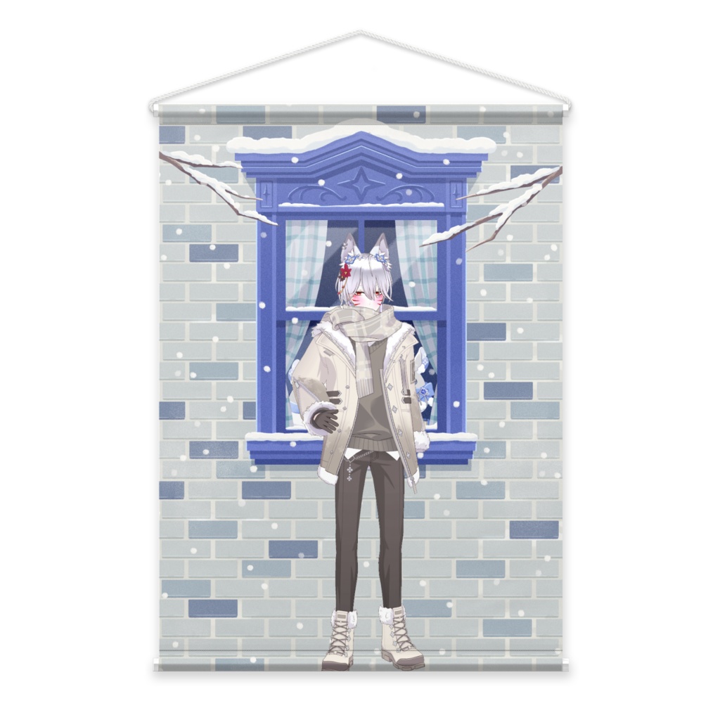 【こんこん】12月冬コーデ-タペストリー-G0199