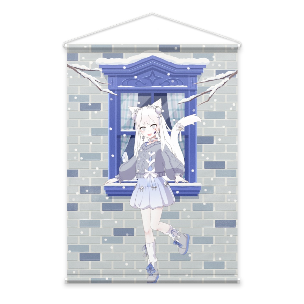 【にゃっき】12月冬コーデ-タペストリー-G0335