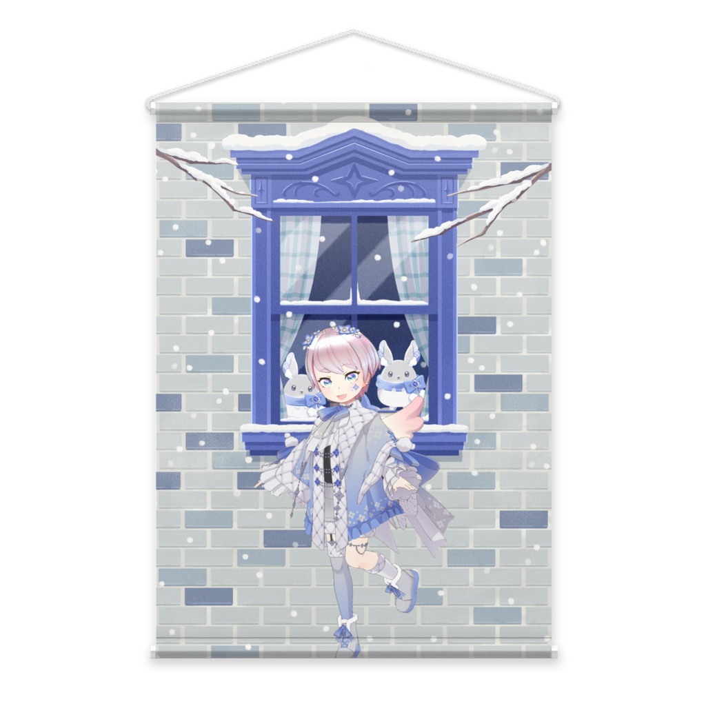 【にわの すずめ】12月冬コーデ-タペストリー-G0340