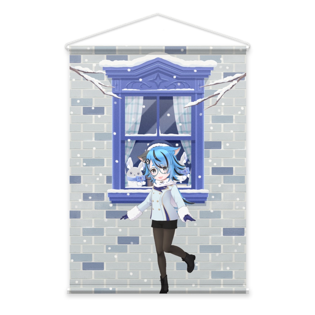 【ねこんが】12月冬コーデ-タペストリー-G0346