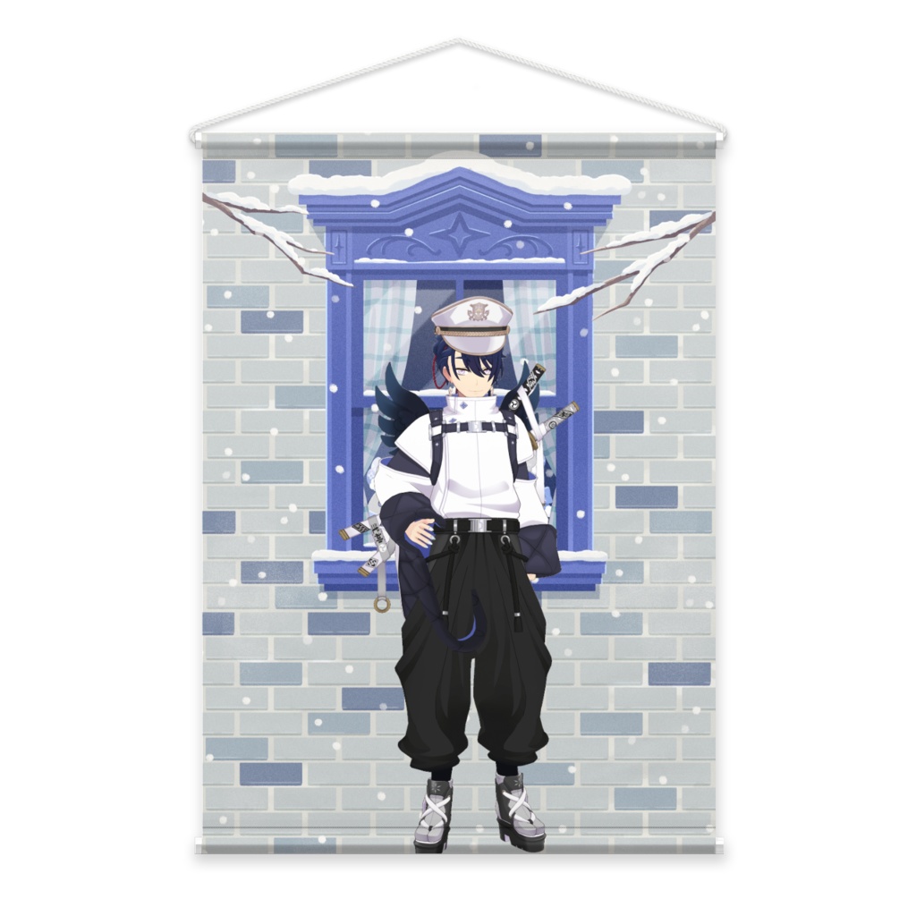 【まゆたま鴉天狗警察】12月冬コーデ-タペストリー-G0431