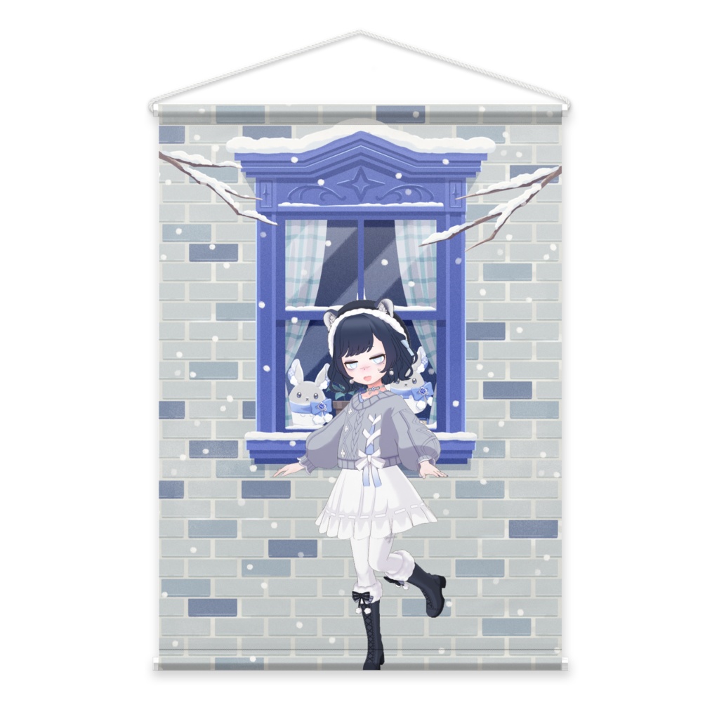 【やみねこ】12月冬コーデ-タペストリー-G0495