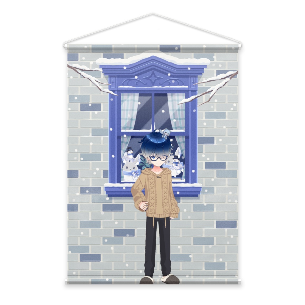 【ゆきだるま】12月冬コーデ-タペストリー-G0501