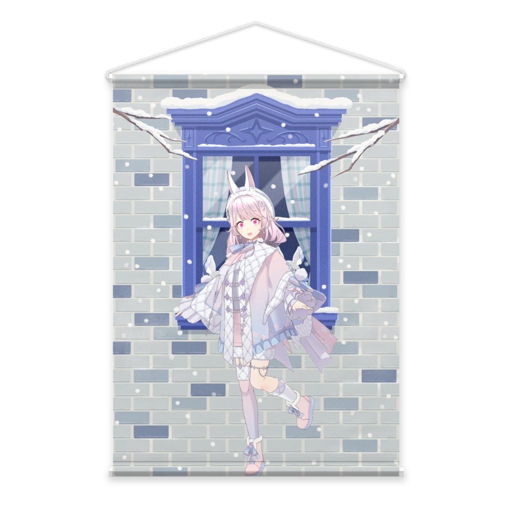 【ゆきうさぎ】12月冬コーデ-タペストリー-G0500