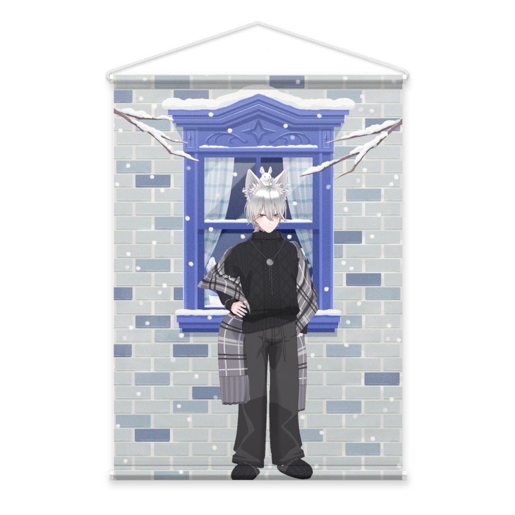 【わんぴち】12月冬コーデ-タペストリー-G0565