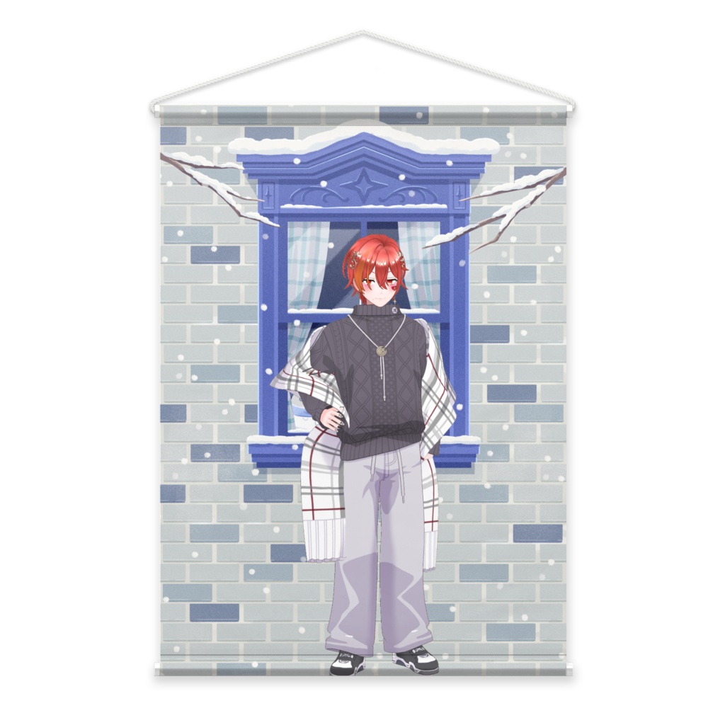 【トマトレッド】12月冬コーデ-タペストリー-G0298