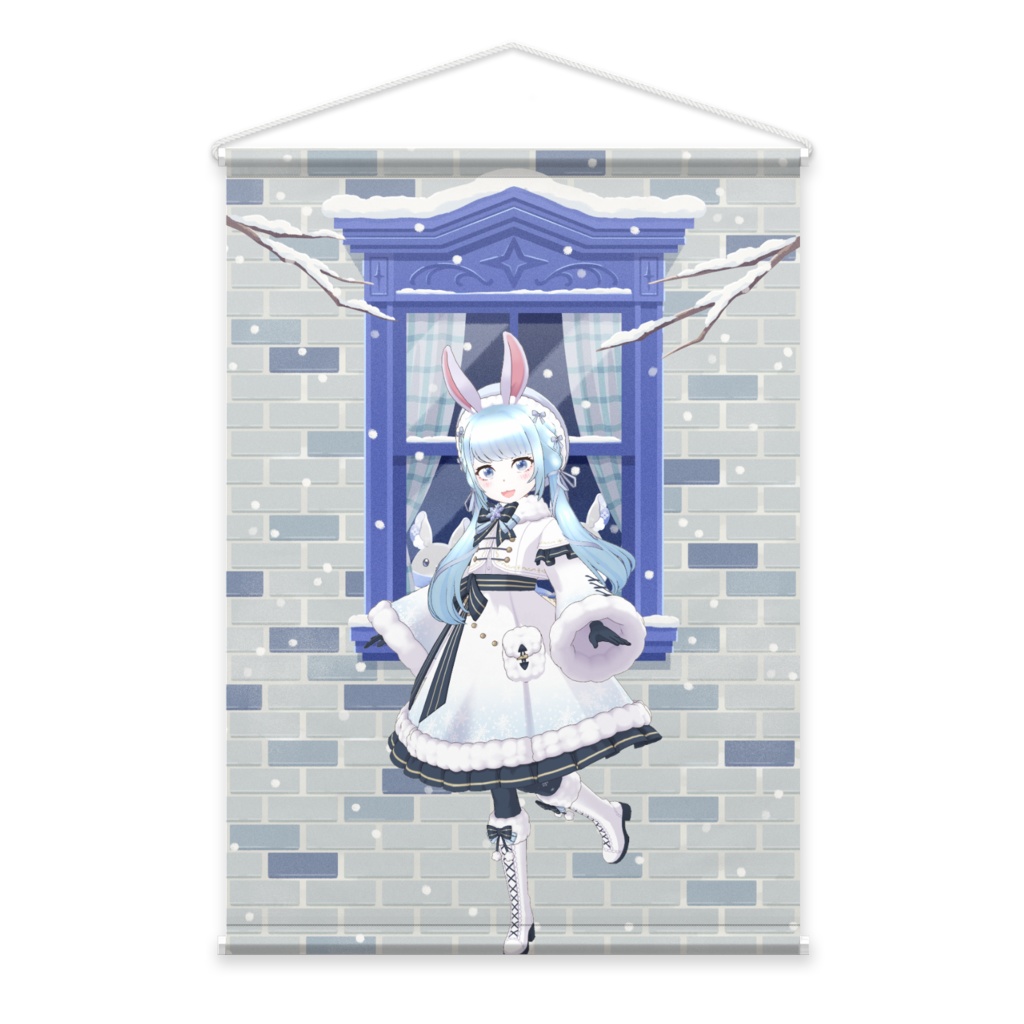 【兎月 ゑも】12月冬コーデ-タペストリー-G0896