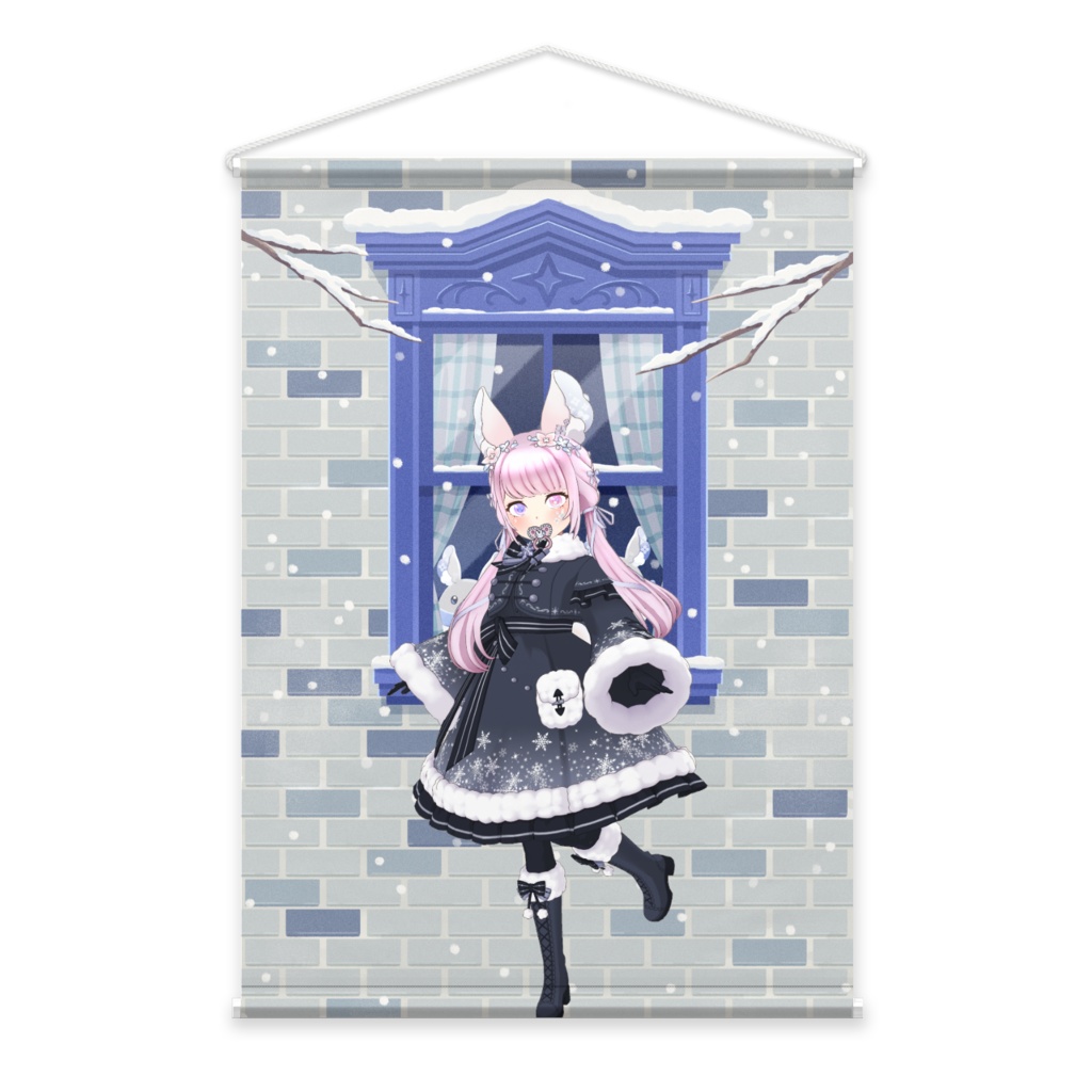 【兎上 るあ】12月冬コーデ-タペストリー-G0897