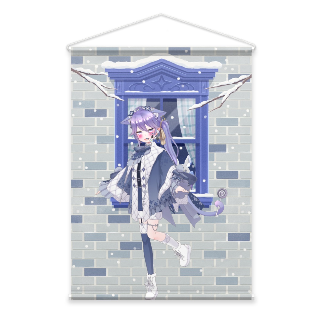 【夜雪 冬桜】12月冬コーデ-タペストリー-G1034