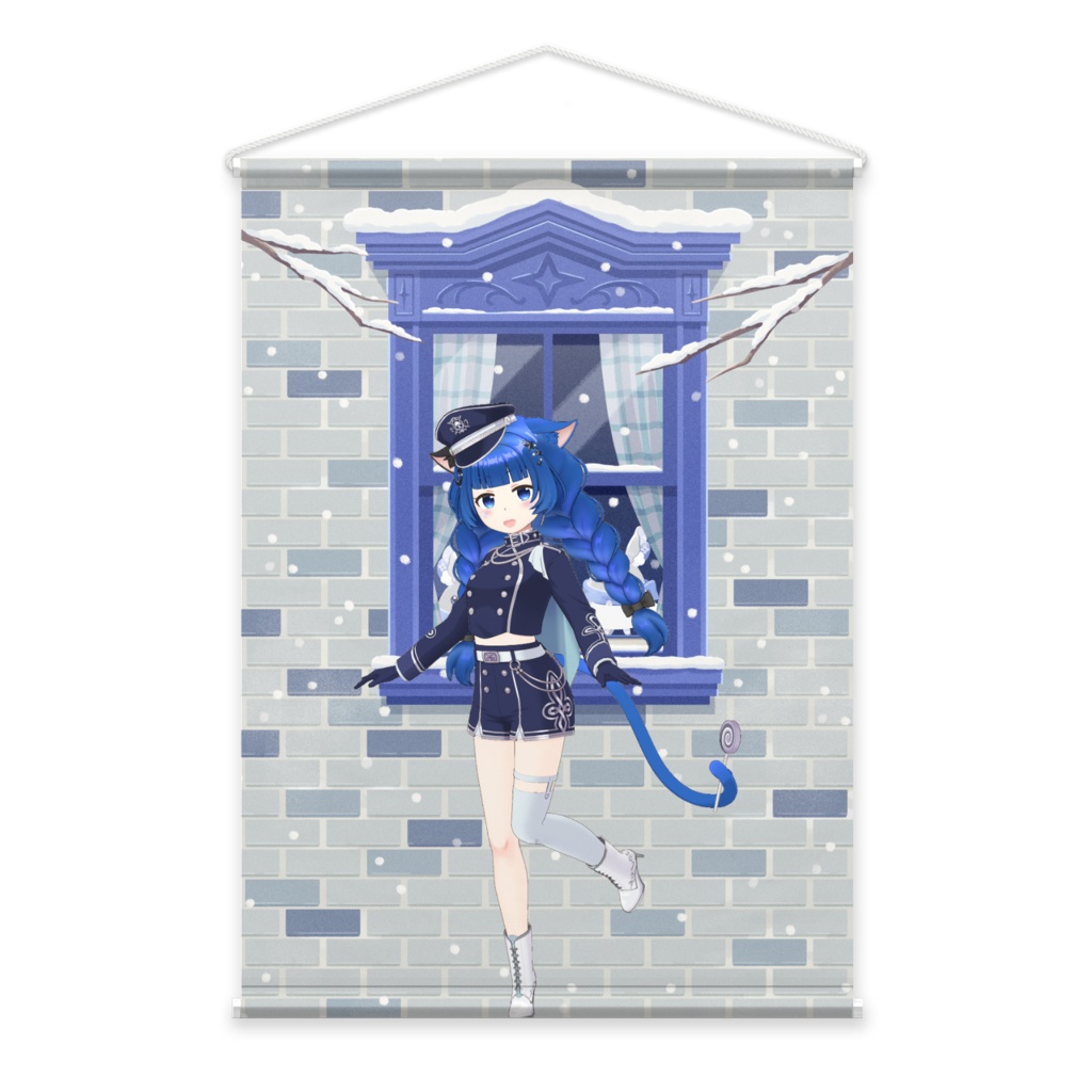 【寝猫 眠】12月冬コーデ-タペストリー-G0801