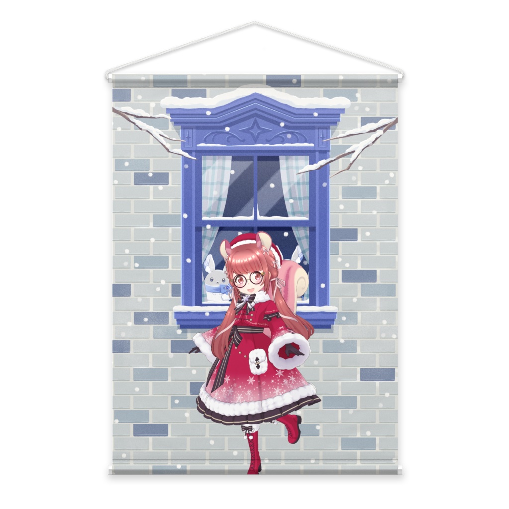 【愛栗鼠 ひな】12月冬コーデ-タペストリー-G0567