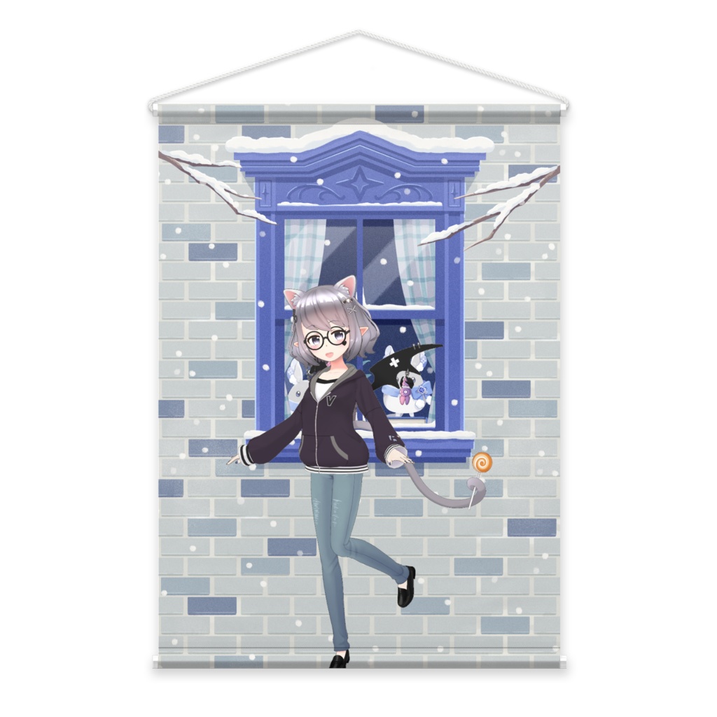 【月島妃都美】12月冬コーデ-タペストリー-G0680