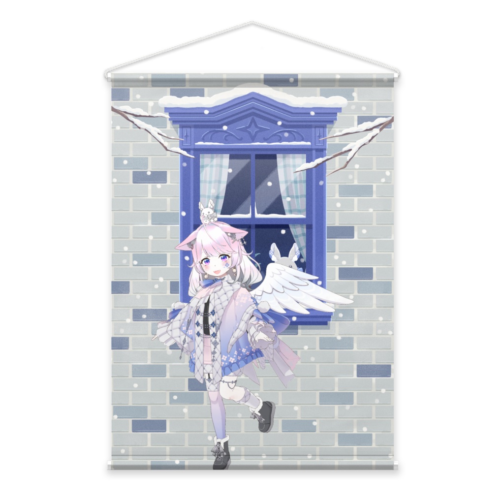 【月羽猫みゅう】12月冬コーデ-タペストリー-G0672