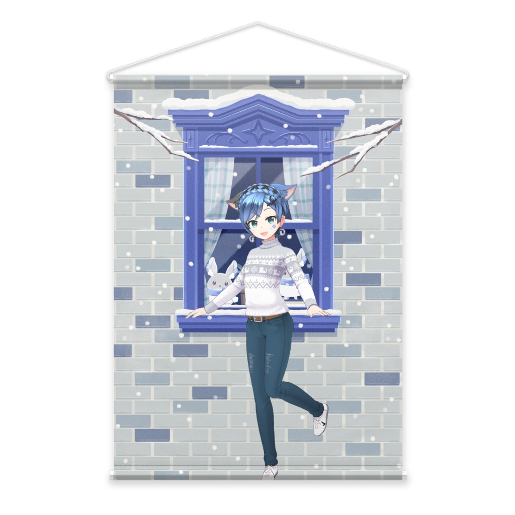 【月詠 さく】12月冬コーデ-タペストリー-G0676