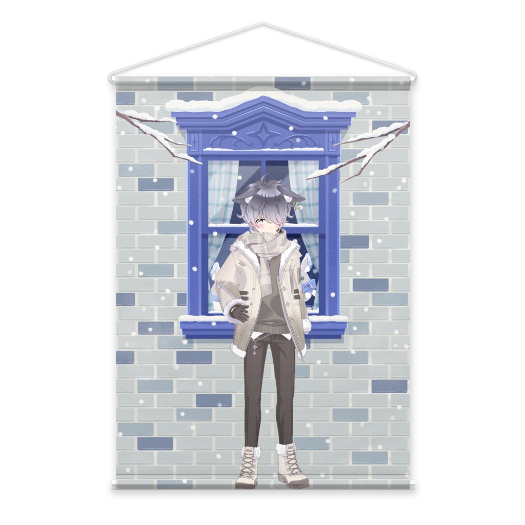 【猫夜叉】12月冬コーデ-タペストリー-G0936