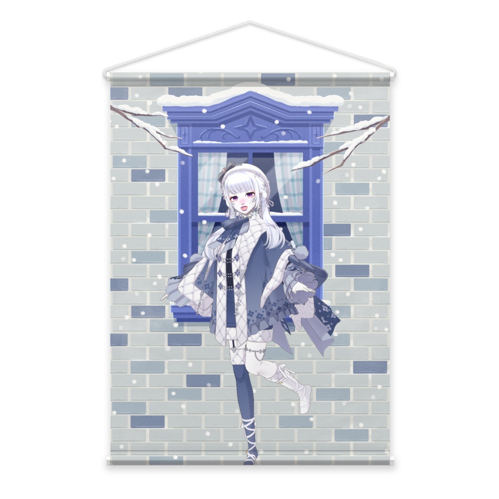 【紅紅 牡丹 雪だるま】12月冬コーデ-タペストリー-G0704