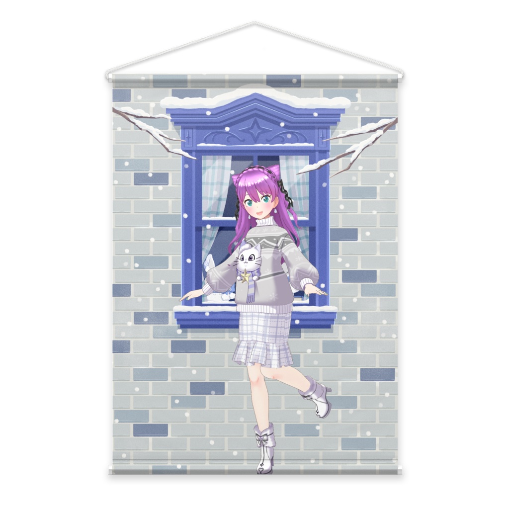 【紫水ぼたん】12月冬コーデ-タペストリー-G0755