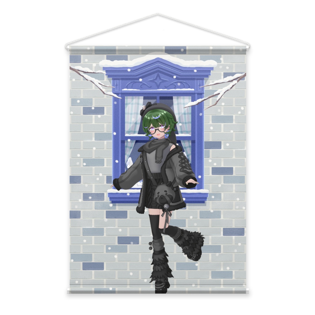 【緑峰きゅびる】12月冬コーデ-タペストリー-G1076