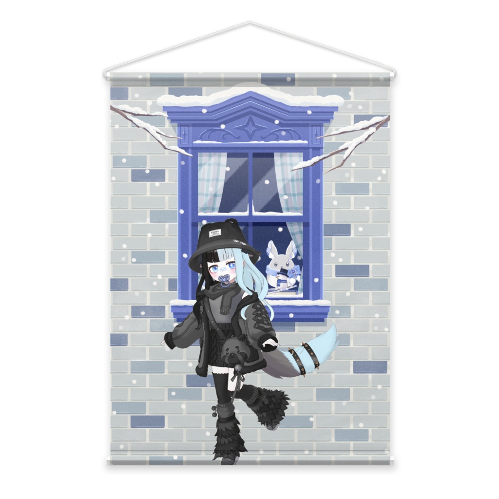 【藍瞳 なす】12月冬コーデ-タペストリー-G0002