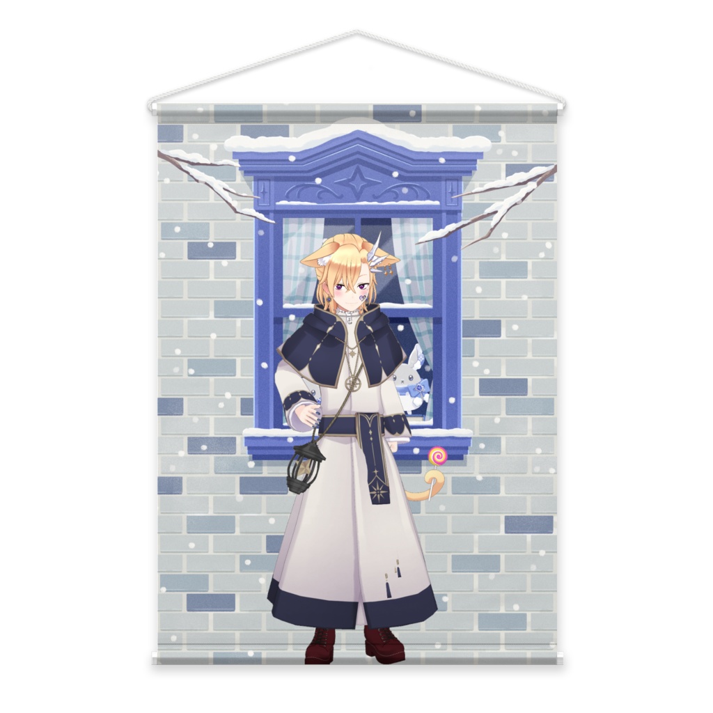 【黒凪　狐】12月冬コーデ-タペストリー-G0715