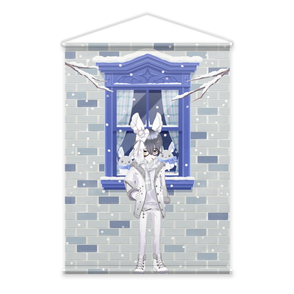 【黒乃 くぅ】12月冬コーデ-タペストリー-G0717