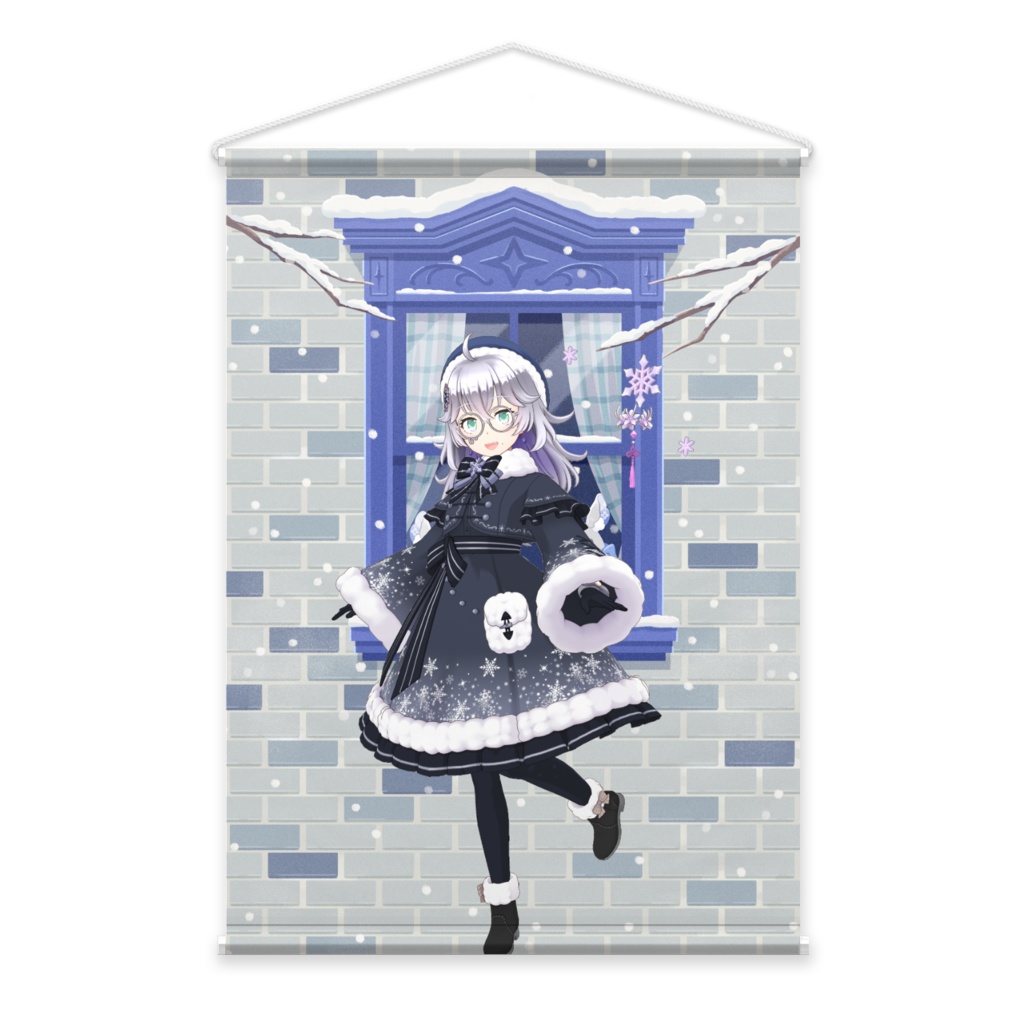 【黒目紅玉(あかめん)】12月冬コーデ-タペストリー-G0719