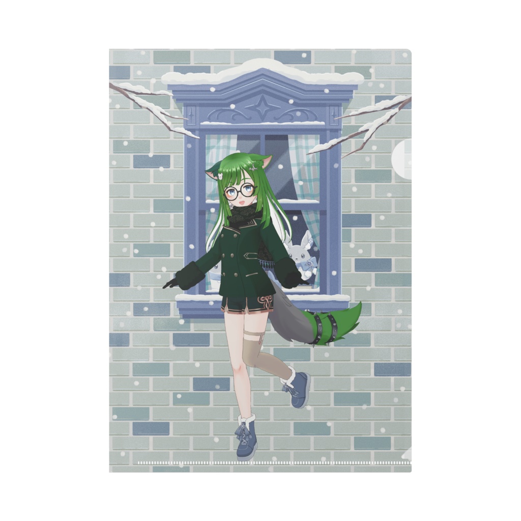 【にゃら】12月冬コーデ-クリアファイル-G0337