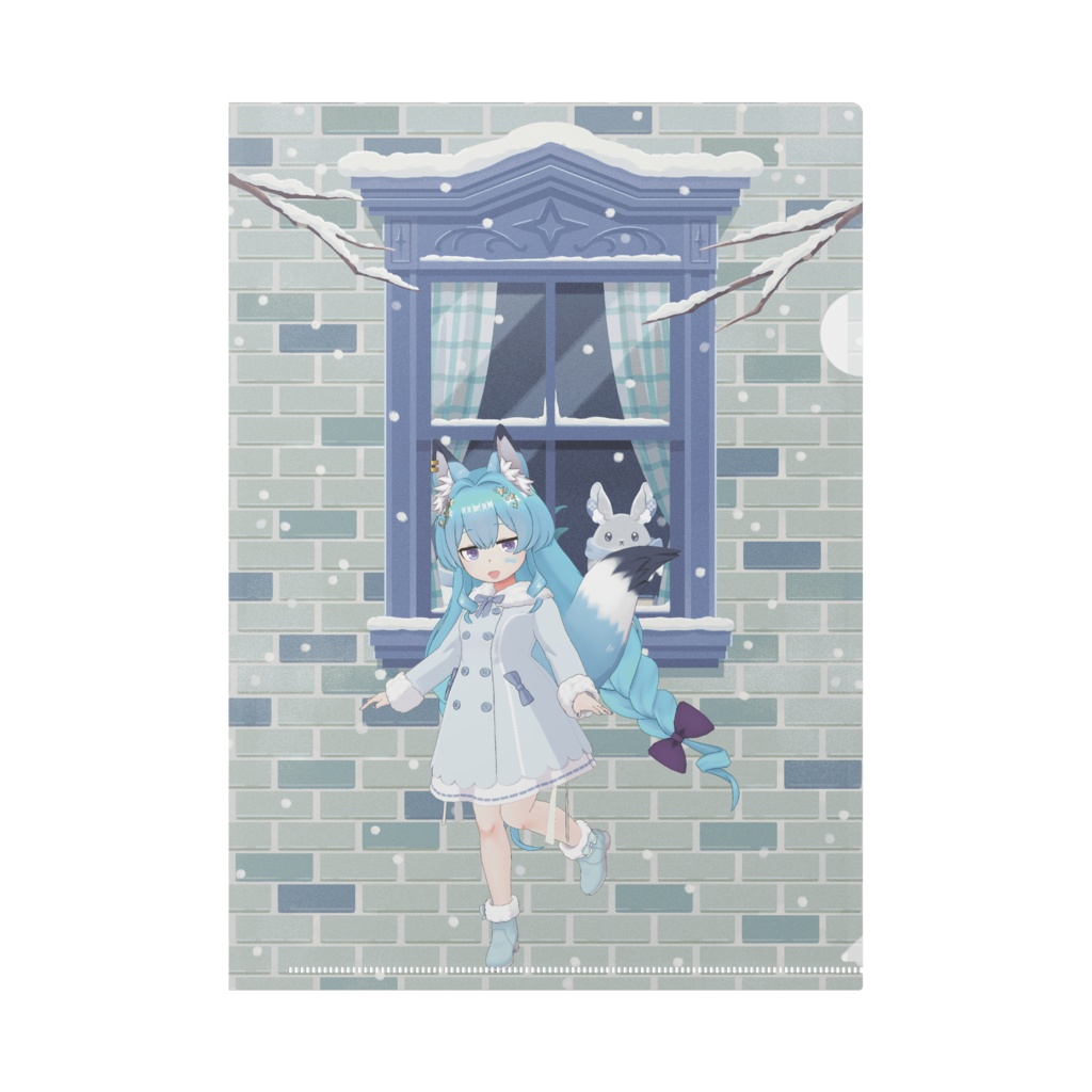 【もふ冬狐のうどん店】12月冬コーデ-クリアファイル-G0488